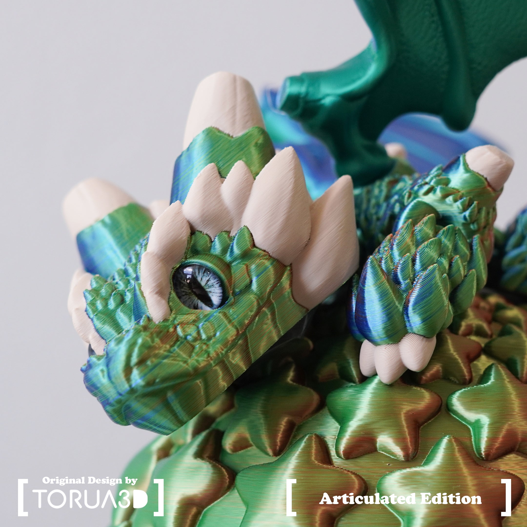 Dragon Articulado 004.1 Azul y verde brillante