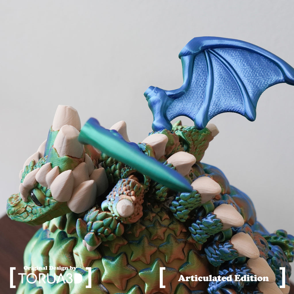 Dragon Articulado 004.1 Azul y verde brillante